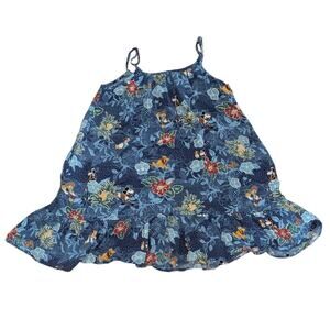 Tori Richard Honolulu Disney Aulani Mickey Mouse Flowy Rayon Sundress Blue Sz M